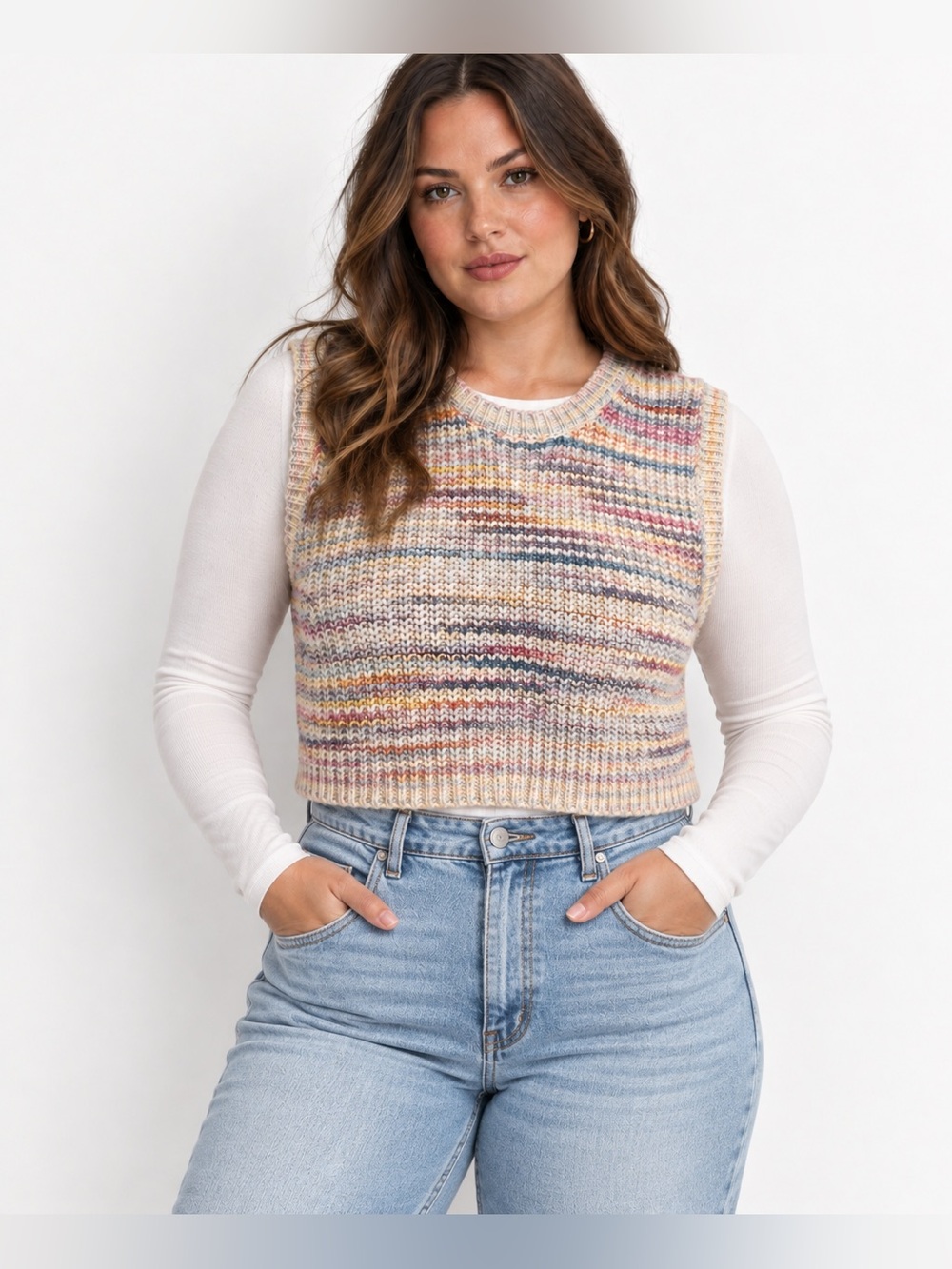 Mango Malaui Multi Color Knit Sweater Vest L